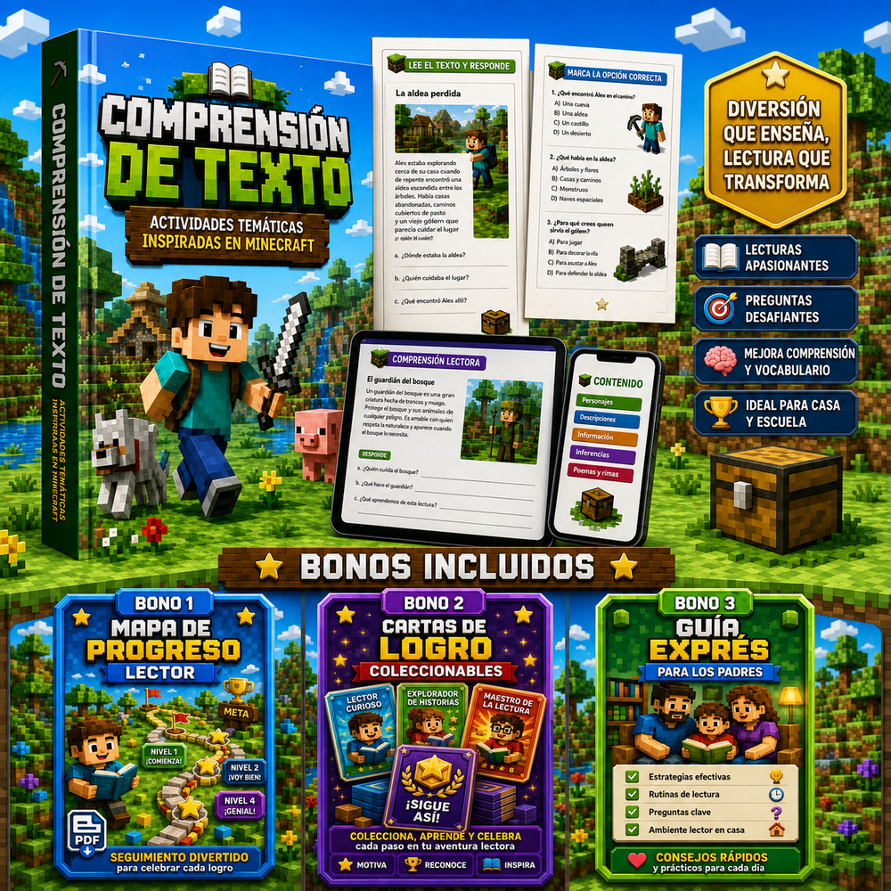 Mundo de Bloques: Pack de Comprensión Lectora + 3 bonos gratis!